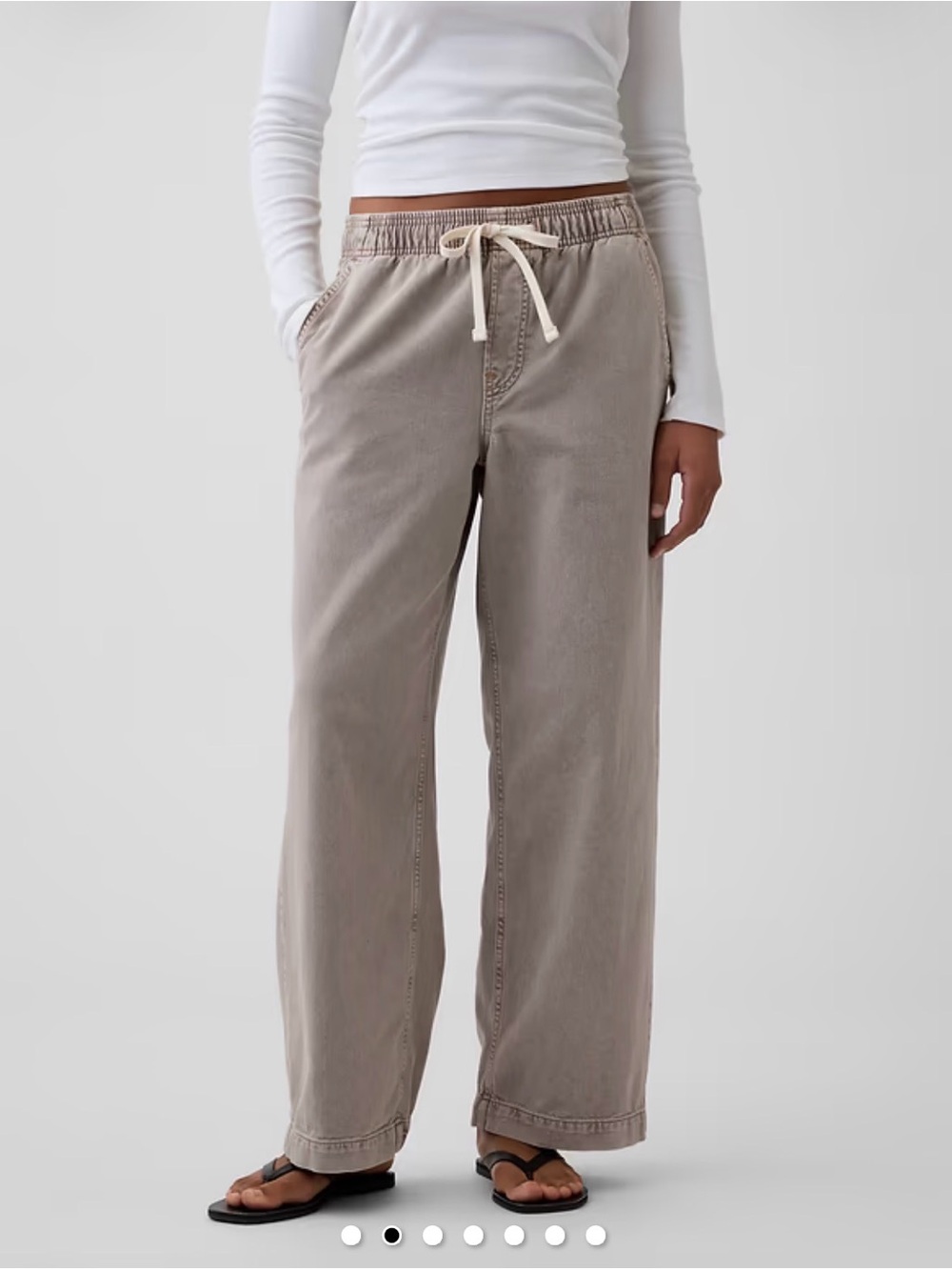 GAP Factory Wide-Leg Drawstring Pants in Taupe